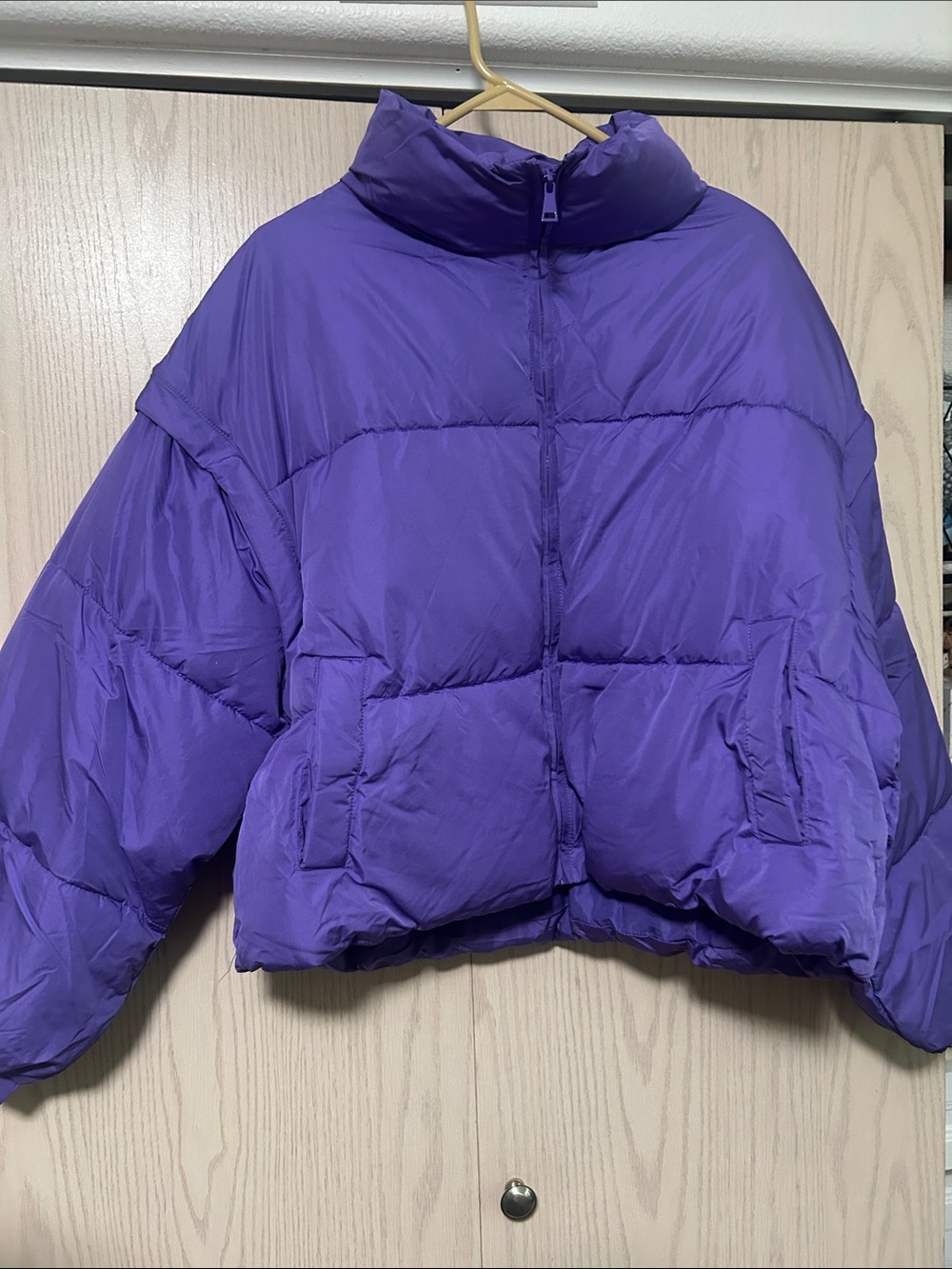 Double Zero Purple Cropped Puffer Jacket
